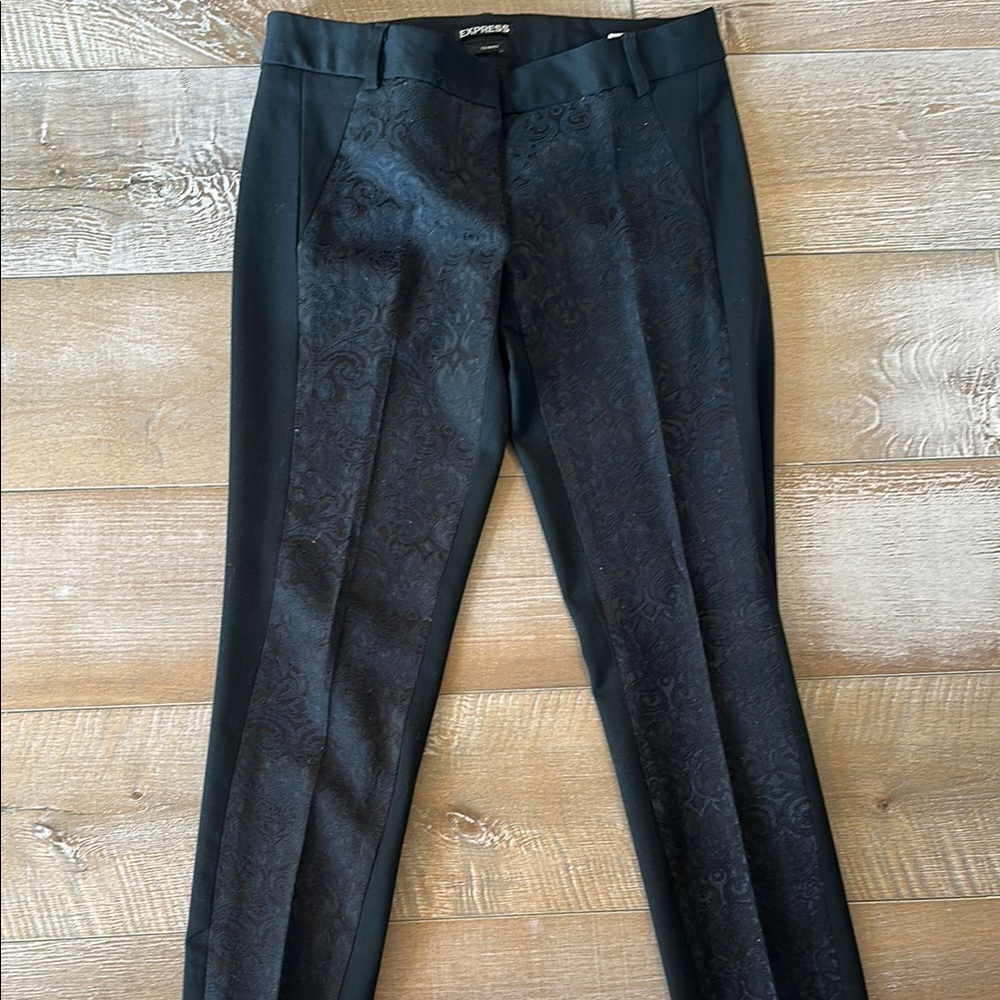 Express Black Patterned Pants - image 1